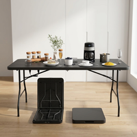 Table d'événement pliable en plastique de 1,8 m (6 pieds) à vendre directement par Moon Factory, avec cadre de support antirouille, idéale pour les salons professionnels et les boutiques éphémères