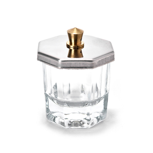 Bol Dappen avec couvercle pour ongles en acrylique, en verre transparent, pour monomère liquide et poudre acrylique - Product Image 1