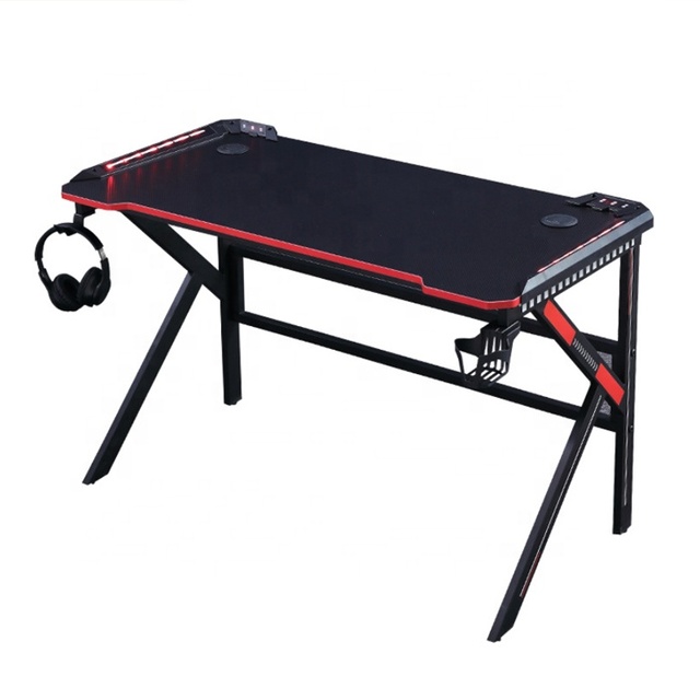 Cheap Price Strong Steel Long E-Sport OEM RGB Gaming Table for Gamer Racing Gaming PC Computer Desk and Chair Set With LED Light