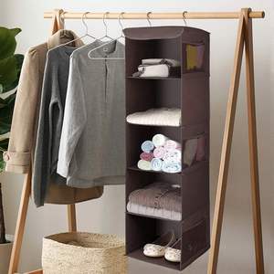 5-shelf Non Woven <b>Space</b> <b>Saving</b> Easy Use Drawers Collapsible Shelves Hanging Closet Organizer for Sweater Cloth Handbag - Product Image 6
