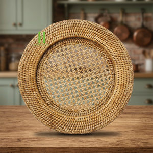 Eco-friendly Rattan Charger <b>Plate</b> Wall Decoration Round Flower Rattan Placemat Home Rattan Table <b>Mats</b> OEM Made In Vietnam - Product Image 1