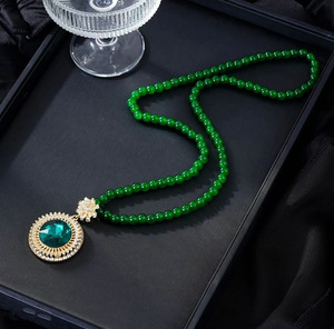 Kalung Liontin Zamrud Cina Baru, Rantai Sweater Panjang Berkualitas Tinggi, Liontin Gantung Sederhana Modis - Product Image 6