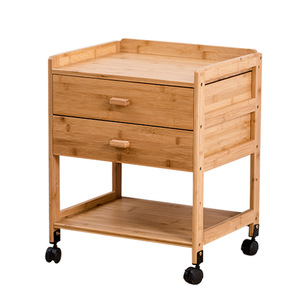 Mesita de noche moderna y sencilla de madera maciza con 2 cajones y cesta de almacenamiento para dormitorio - Product Image 5