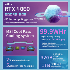 MSI Laptop para juegos de 16 pulgadas con gráficos Rtx Laptop Gaming Rtx 4080 Ultra 9 185H MSI Creator 16 AI Studio 2025 Computadoras portátiles - Product Image 3