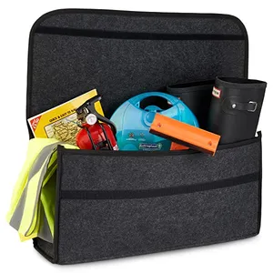 KUYUE Car Boot Organizer Bag Anti Slip Faltbar für Boot Storage Case Werkzeug tasche Geeignet für alle Fahrzeuge-Hellgrau Groß