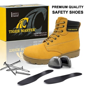 Calzado de Seguridad Laboral OEM, Antipinchazos, con Puntera de Acero CE, Cuero Nubuck <span class=keywords><strong>Amarillo</strong></span>, Resistente al Aceite y Ácidos, Suela de PU Antideslizante para Hombre - Product Image 3