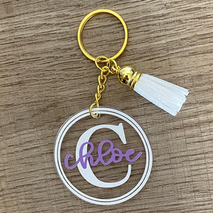 Portachiavi in plastica trasparente alla moda con forma personalizzata stampa in bianco e acrilico trasparente portachiavi portachiavi con nappa - Product Image 2