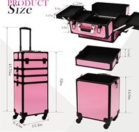 Valise à roulettes professionnelle 5 en 1 interchangeable en aluminium pour maquilleurs, avec roulettes