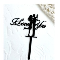 Noir mariée et marié signe Couple anneau acrylique coeur gâteau Topper fiançailles Mr & Mrs gâteau Cupcake Toppers mariage Dessert décor