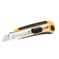 Couteau utilitaire rétractable en plastique avec poignée en TPR, auto-chargeant, avec 8 lames de 18 mm