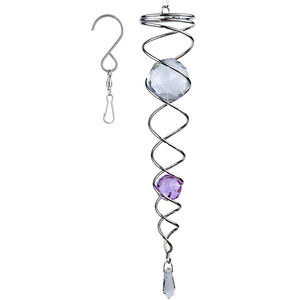 Bola de observación al por mayor cola en espiral con 2 bolas de cristal Spinner de viento estabilizador colgante para decoración de jardín interior y exterior - Product Image 1