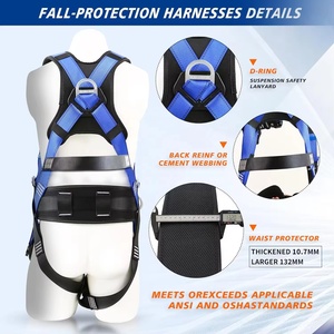 Harnais de sécurité certifié pour <span class=keywords><strong>protection</strong></span> intégrale du corps, avec longe de sécurité et <span class=keywords><strong>ceinture</strong></span> de sécurité, pour travaux en hauteur, travaux de construction et escalade de tours - Product Image 4