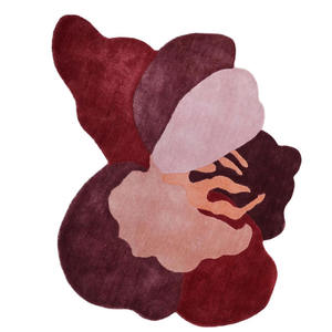 Tapis ovale moderne uni en laine faite à la main, rose et rouge, adapté aux animaux domestiques, antidérapant, pour la maison, les pique-niques, cadeau de Noël, Nouvel An - Product Image 4