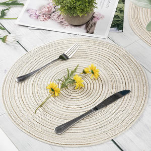 Colección de Manteles Individuales Circulares de Algodón Modernos, Adornos Minimalistas para Mesa de Bodas, Impermeables, 60x60cm, Estilo a Cuadros - Product Image 3