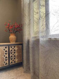 ผ้าเรยอน Jacquard ความแม่นยำสูงสำหรับผ้าม่านและเสื้อผ้า,ชุดเส้นด้ายรังนกใบไม้สีเทาหรูหราดีไซน์ใหม่ปี2022 - Product Image 6