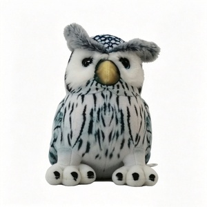 Peluche de pájaro con manchas blancas personalizado, peluche de búho con orejas peludas y esponjosas, peluche de búho con cuernos y manchas azulgrises. - Product Image 5