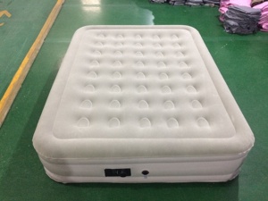 Materasso Gonfiabile Rialzato Blu Navy Floccato, Letto ad Aria Gonfiabile Singolo, Matrimoniale, Queen Size - Product Image 6