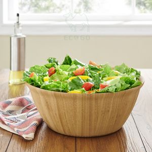 Bol à fruits domestique-Bol en bois Stockage fait à la main Artisanat en bambou naturel Salade de fruits Bols de service - Product Image 5