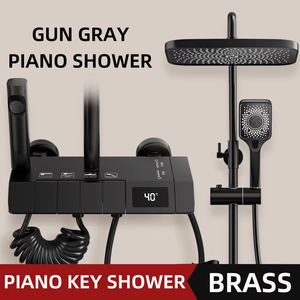 Système de <span class=keywords><strong>douche</strong></span> pluie moderne de luxe en laiton pour salle de bain, avec cartouche en céramique souple, pommeau de <span class=keywords><strong>douche</strong></span> 12 pouces, mitigeur 4 voies chaud/froid à touches piano - Product Image 3