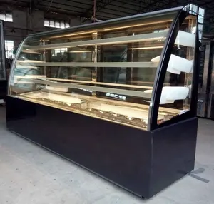 Dessert Refrigerated Cake Showcase /Curved Glass Bakery Display Cooler