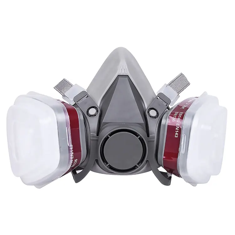 2021 fabrika yarım yüz gaz maskesi kimyasal respiratörü ile çift filtre