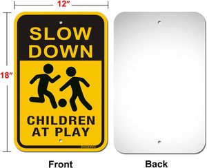 Letreros de aluminio sin óxido de 18x12 para niños en juego, letreros de patio de seguridad de precaución de calle de <span class=keywords><strong>vecindario</strong></span> con protección UV - Product Image 3