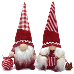 Boheng Xmas Supplies Scandinavian Santa Figurines Swedish Tomte Nisse Plush Red Christmas Gnomes Decorations For Home