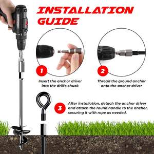 แท่งเหล็กยึดแบบเกลียวแบบพกพาพร้อมอะแดปเตอร์สำหรับฝัง<span class=keywords><strong>ดิน</strong></span>อย่างรวดเร็วสำหรับสวนหรือกิจกรรมตั้งแคมป์กลางแจ้ง - Product Image 3