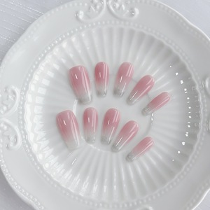 Nuevo Diseño al por Mayor, <span class=keywords><strong>Uñas</strong></span> Artificiales Francesas Largas con Brillo de <span class=keywords><strong>Cielo</strong></span> Estrellado, Cobertura Total, para Salón de <span class=keywords><strong>Uñas</strong></span> - Product Image 4