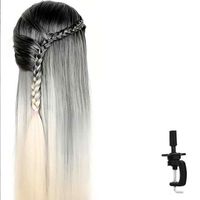 Tête de mannequin pour perruque en cheveux synthétiques haute température, tête de coiffure invisible Halo, tête de mannequin de formation en coiffure faite à la main