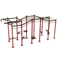 Équipement de gym commercial en acier autoportant pour entraînement croisé, avec barres de grimpe et Power Rack