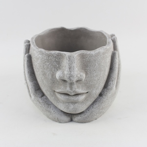 Pot de fleurs moderne en ciment, design visage de fille, pour intérieur et extérieur, statue décorative pour la maison - Product Image 2