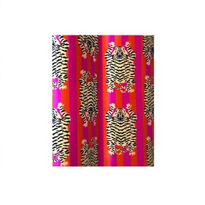 Hot Pink Orange Striped Velvet Tiger Curtains Maximalist Eclectic Drapes Kitsch Jungle Home Decor Custom Size 100% cotton - Product Image 1