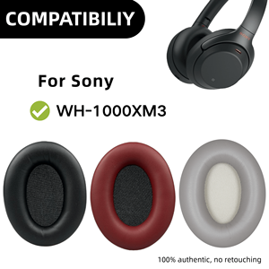 Coussinets d'oreille de remplacement pour casque supra-auriculaire <span class=keywords><strong>WH</strong></span>-<span class=keywords><strong>1000XM3</strong></span> <span class=keywords><strong>Sony</strong></span> Accessoire en mousse à mémoire de forme en cuir protéiné souple - Product Image 2