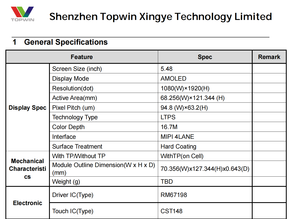 Màn hình OLED AM 5,48 inch 5,5 inch, tấm cảm ứng ONCELL, độ phân giải 1080x1920, giao diện MIPI CH13721, màn hình OLED AM màu đầy đủ - Product Image 2