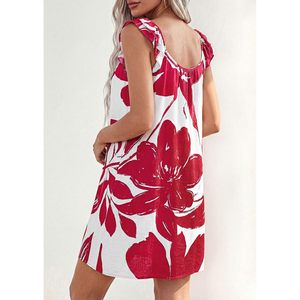 PrettYGarden Robe courte bohème florale sans manches pour femme, col rond, respirante, tissée, décontractée, pour l'été, la plage et les vacances - Product Image 4
