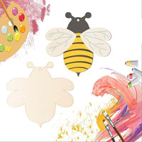 Plaque murale décorative en contreplaqué poli non fini en forme d'abeille, style Art Déco, pour décoration intérieure, gravure, cadeau écologique sûr, 10x9.8cm