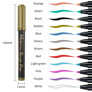 Mềm bàn chải <span class=keywords><strong>tip</strong></span> kim loại đánh dấu 10 12 màu sắc kim loại đánh dấu sơn bút cho Mô hình màu không phai sơn đánh dấu bút - Product Image 3