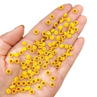 50 pièces d'accessoires pour nail art en résine, fleurs de tournesol 3D, petites fleurs jaunes fraîches, pour ongles DIY, pointe diamant, dos plat