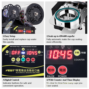 Boba Milk Tea Juice <b>Drinks</b> <b>Cup</b> Sealing Machine <b>Plastic</b> Paper PP <b>Cups</b> Electric Automatic <b>Cup</b> Sealer for Bubble Tea Shops - Product Image 3