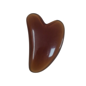 Glossy Tea-Color Resin Gua Sha Board, Heart Design Skin Care Scraper for Relaxation - Product Image 1