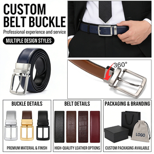 Boucles <span class=keywords><strong>de</strong></span> ceinture pour hommes en zinc, 4 couleurs, style décontracté et professionnel, accessoires argentés, logo personnalisé, boucles à ardillon réversibles double face dorées pour hommes - Product Image 5