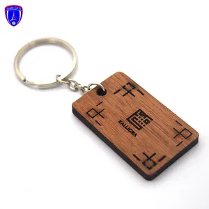 Promotional customized carving cheap wooden keyring laser engraving Christmas Las Vegas handmade rectangle keychains