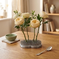 Kenzan Ikebana japonais en forme de grenouille à fleurs avec 454 aiguilles en acier inoxydable, style Soleil-Lune, pour centre de table d'hôtel ou de maison