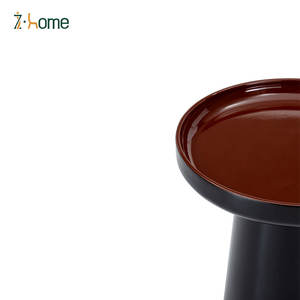 Tavolino da Caffè in Legno Laccato Riflettente, Arredamento Minimalista per Soggiorno, Tavolino Rotondo Nordico per Casa - Product Image 6