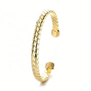 Bracelet en alliage de cuivre plaqué or 18 carats avec zircon pour femme, design simple, tendance, vente en gros, bijoux fantaisie - Product Image 5