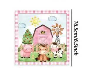 Decoraciones de cumpleaños de granja de 144 piezas con platos de papel servilletas de cena tazas de 9 Oz y cubiertos de plástico que sirven 24 - Product Image 3