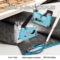 Set Stapler Tangan 3-in-1 SHALL Industrial, Stapler Udara Manual 3000 Staples Bersertifikasi GS untuk Pertukangan Kayu, Dekorasi, dan Pemasangan Kabel