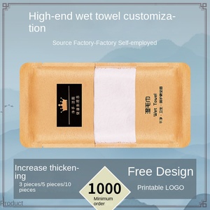 Biểu tượng tùy chỉnh dùng một lần khăn ướt bốn mặt con dấu tiệc làm sạch khăn lau trong kho cho khách sạn nhà hàng phục vụ Câu lạc bộ - Product Image 3