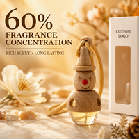 Diffuseur de parfum suspendu pour voiture, bonhomme de neige en bois, bouteille en verre, parfum riche longue durée, luxe, logo personnalisé OEM & ODM, vente en gros, cadeau